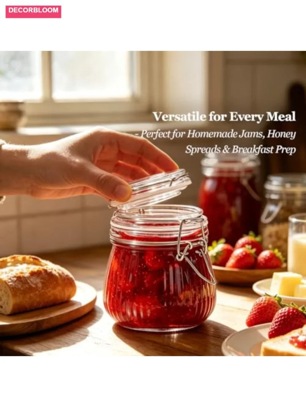 6-Pack 17oz Ribbed Glass Storage Jars with Airtight Clamp Lids